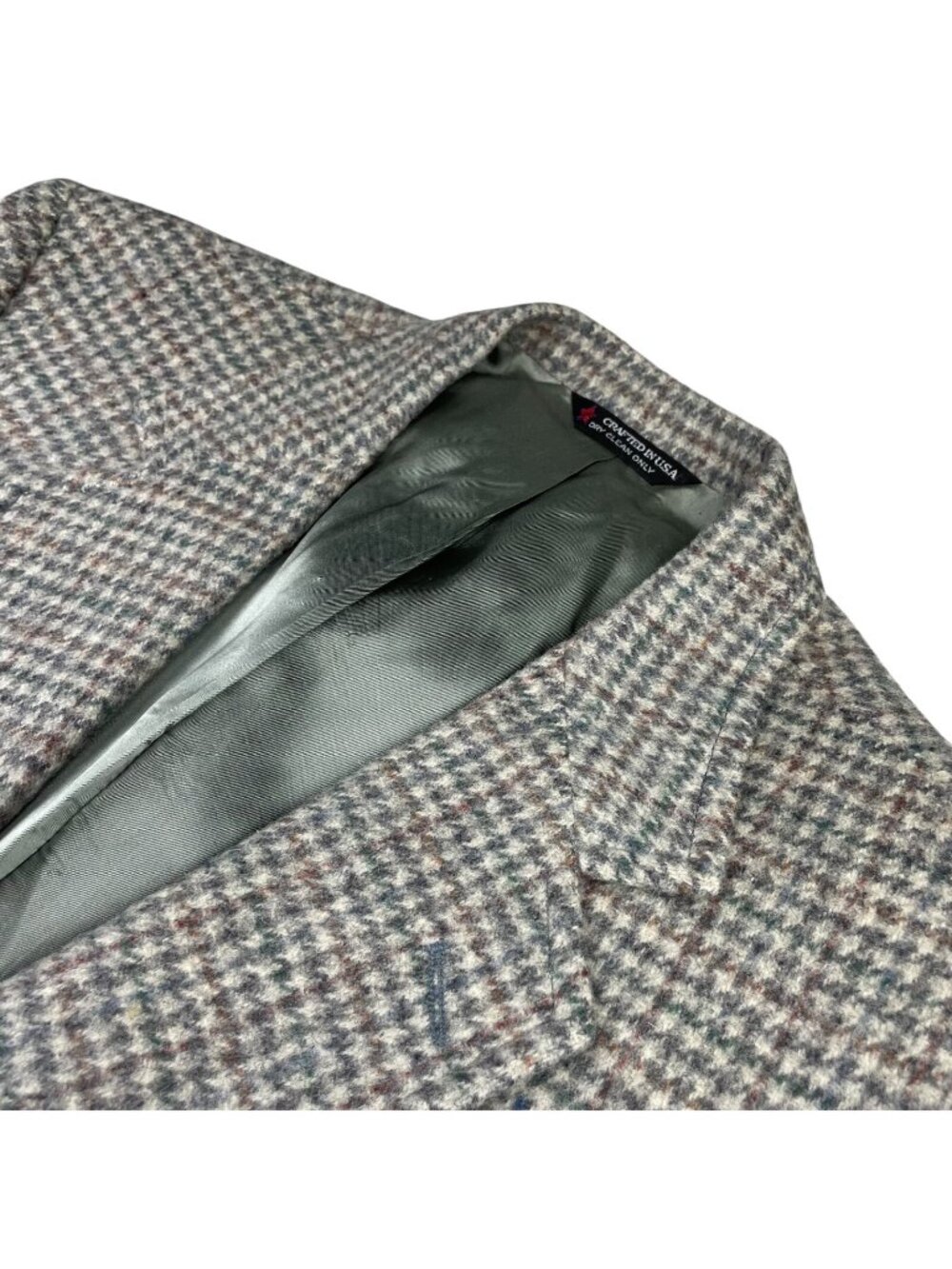 VTG Woolrich Mens 100% Wool Tweed 2-Button Blazer Gray Houndstooth • USA • 42R
